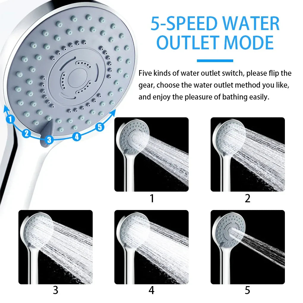 5-Mode Handheld Shower Head – Water-Saving SPA Spray