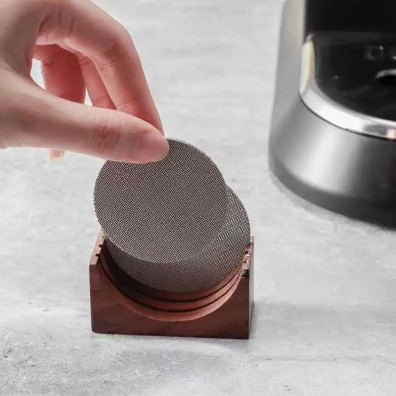Espresso Coffee Puck Screen Stand, Reusable Wooden Walnut Stand for 51/53/58mm Espresso Portafilter Puck Screen Peaceful Pleasures Health and Wellness