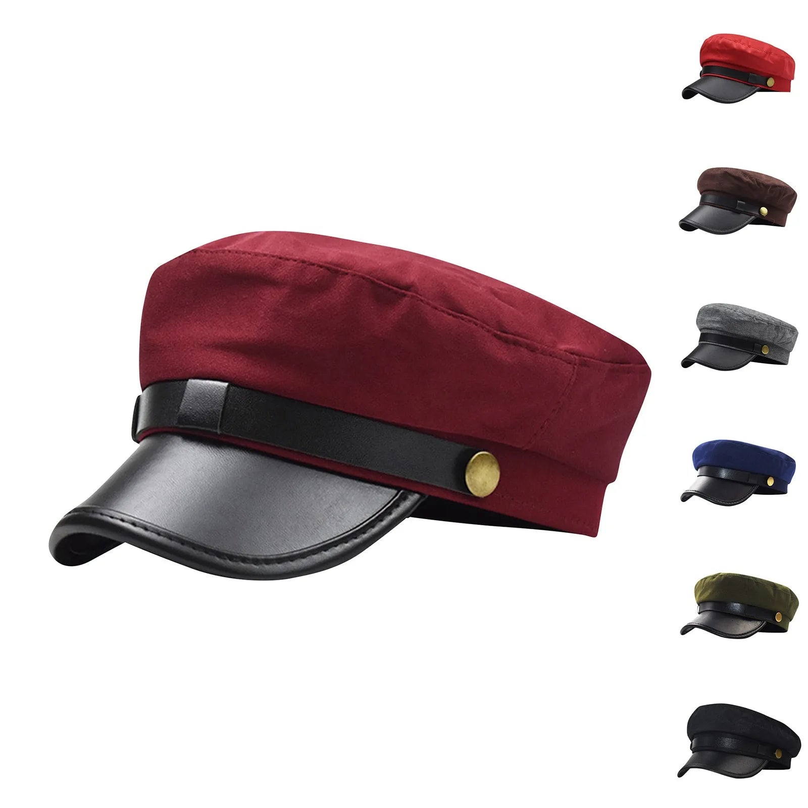 Unisex Cycling Caps PU Leather Hat Autumn Sailor Hat for Women Men Men Black Female Travel Student Hat Captain Hat Flat Top Peaceful Pleasures Health and Wellness