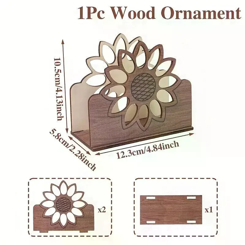 Wooden Sunflower Napkin Holder | Farmhouse Kitchen Decor