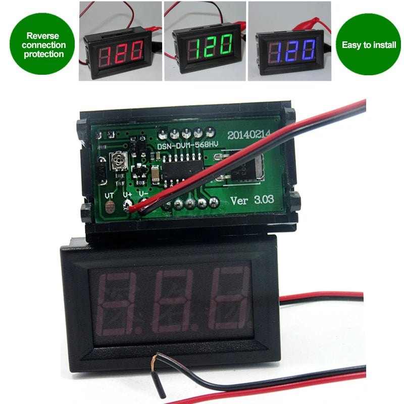 Universal Digital Multimeter Test Leads 1000V 20A + Waterproof Digital Voltage Display LED Voltmeter Two-Wire DC 3V-30V Tester Peaceful Pleasures Health and Wellness
