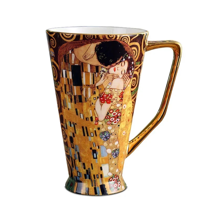 Gustav Klimt Bone China Coffee Mug with Spoon | 550ml Art Cup