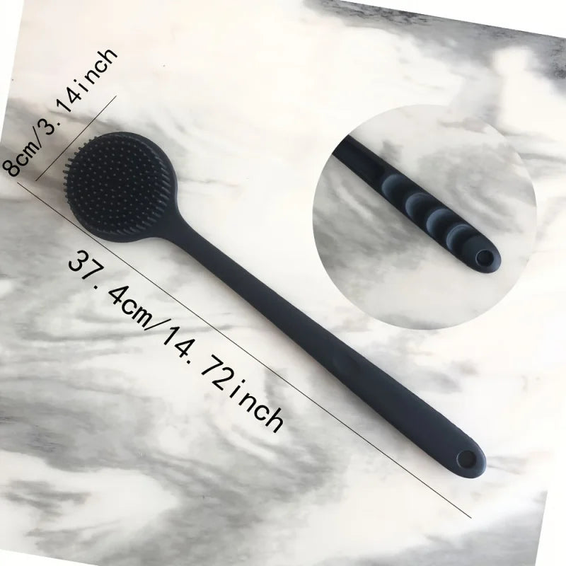 Long Handle Silicone Bath Brush with Soft Bristles - Ergonomic Back Scrubber for Exfoliating & Massaging, Gentle on All Light Peaceful Pleasures Health and Wellness