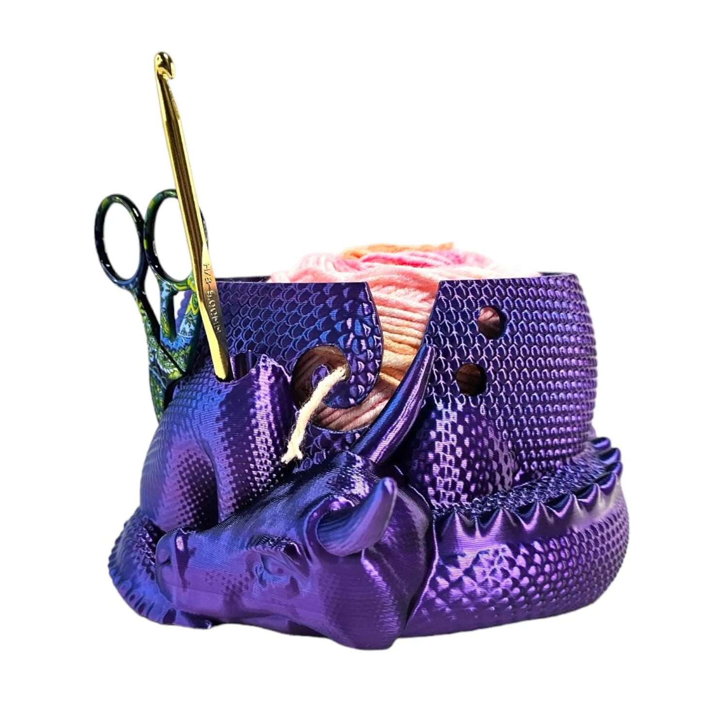 3D Printed Yarn Organizer Bowl Creative Knitting Bowl Dragon and Egg Yarn Storage Organizer Crochet Yarn Holder Yarn Organizer Peaceful Pleasures Health and Wellness Dark Purple One Size