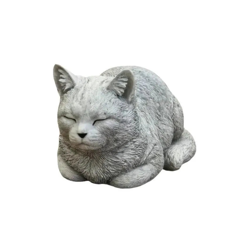 Resin Cat Statue – Realistic Cartoon Animal Figurine Decor