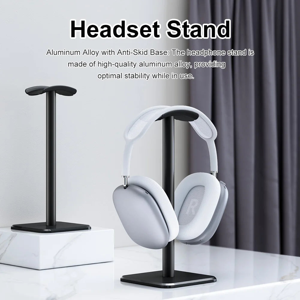 Aluminium Alloy Headphone Stand Rack Space Saving Desktop Organizer Display Earphone Mount Hanger Headset Support Stand Peaceful Pleasures Health and Wellness