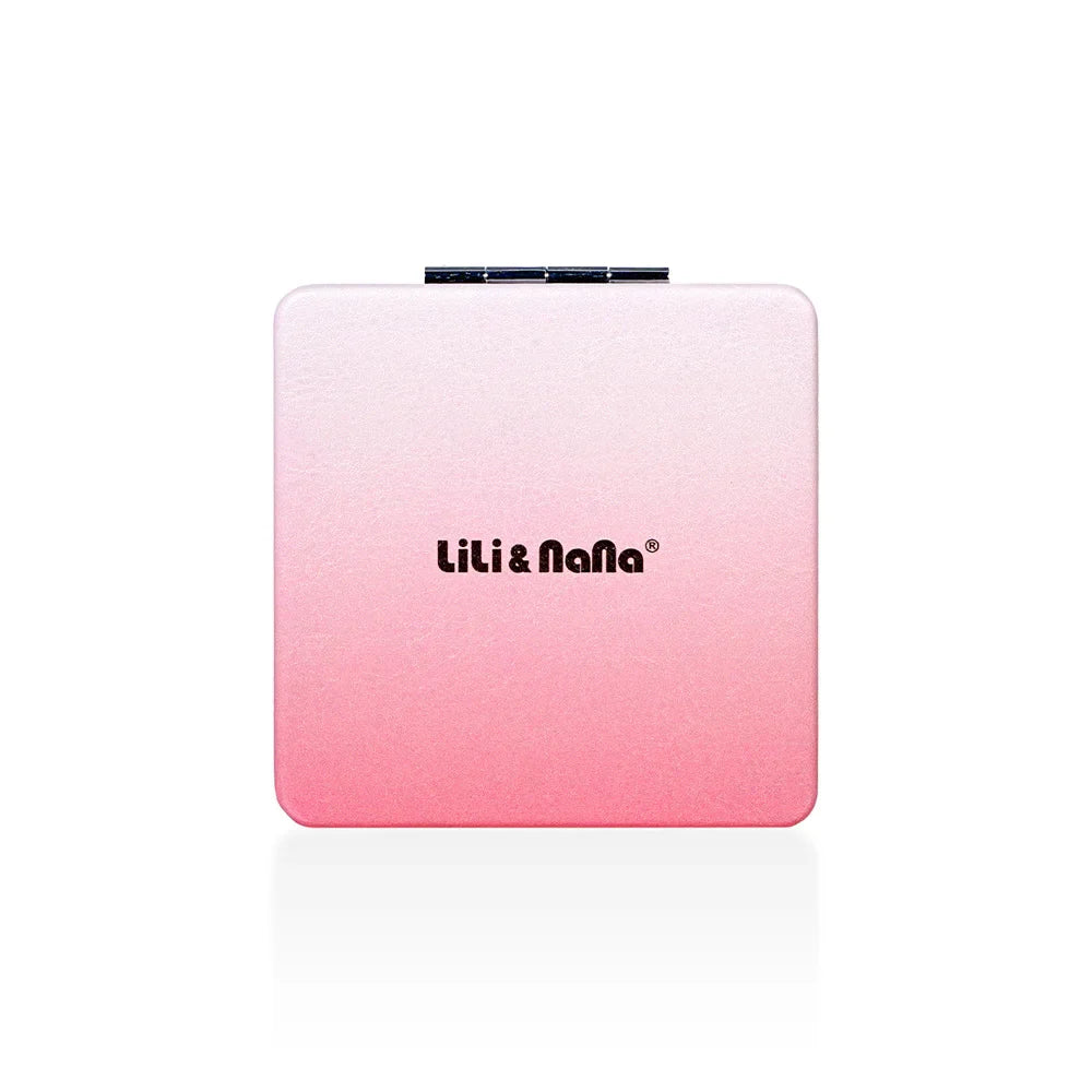Square Folding Pocket Mirror – Gradient PU Leather, Dual-Sided