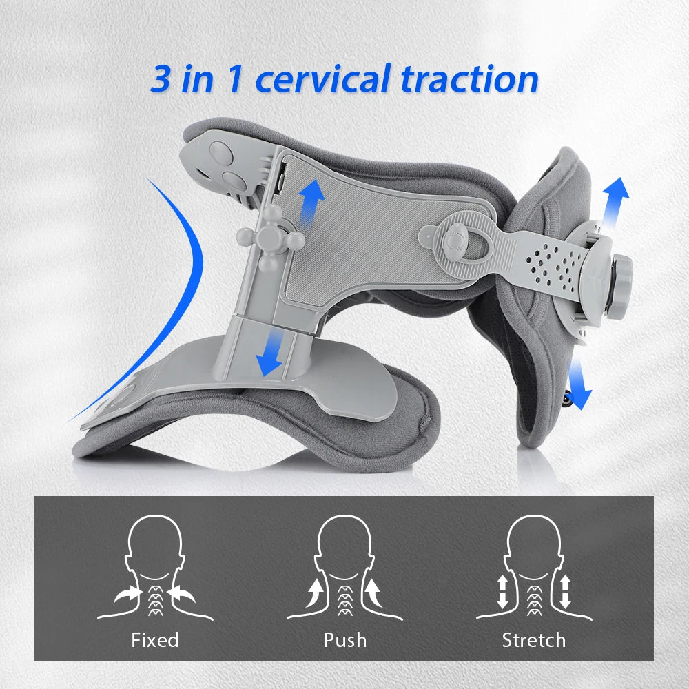 3 in 1 Neck Cervical Traction Electric Heating Spine Stretcher Support Collar Home Chiropractic Tool Spine Neck Posture Brace Peaceful Pleasures Health and Wellness