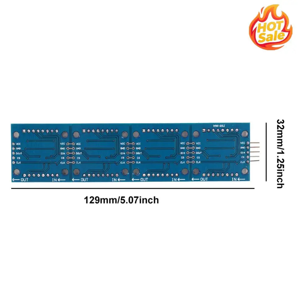 4-in-1 MAX7219 32x8 LED Dot Matrix Module – SPI DIY Kit
