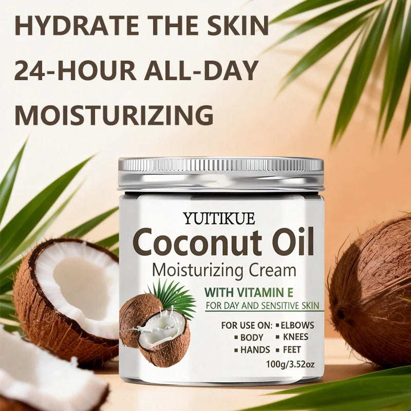 YUITIKUE Coconut Oil Body Cream – 24H Lightweight Moisturizer Body Moisturizing Cream Peaceful Pleasures Health and Wellness