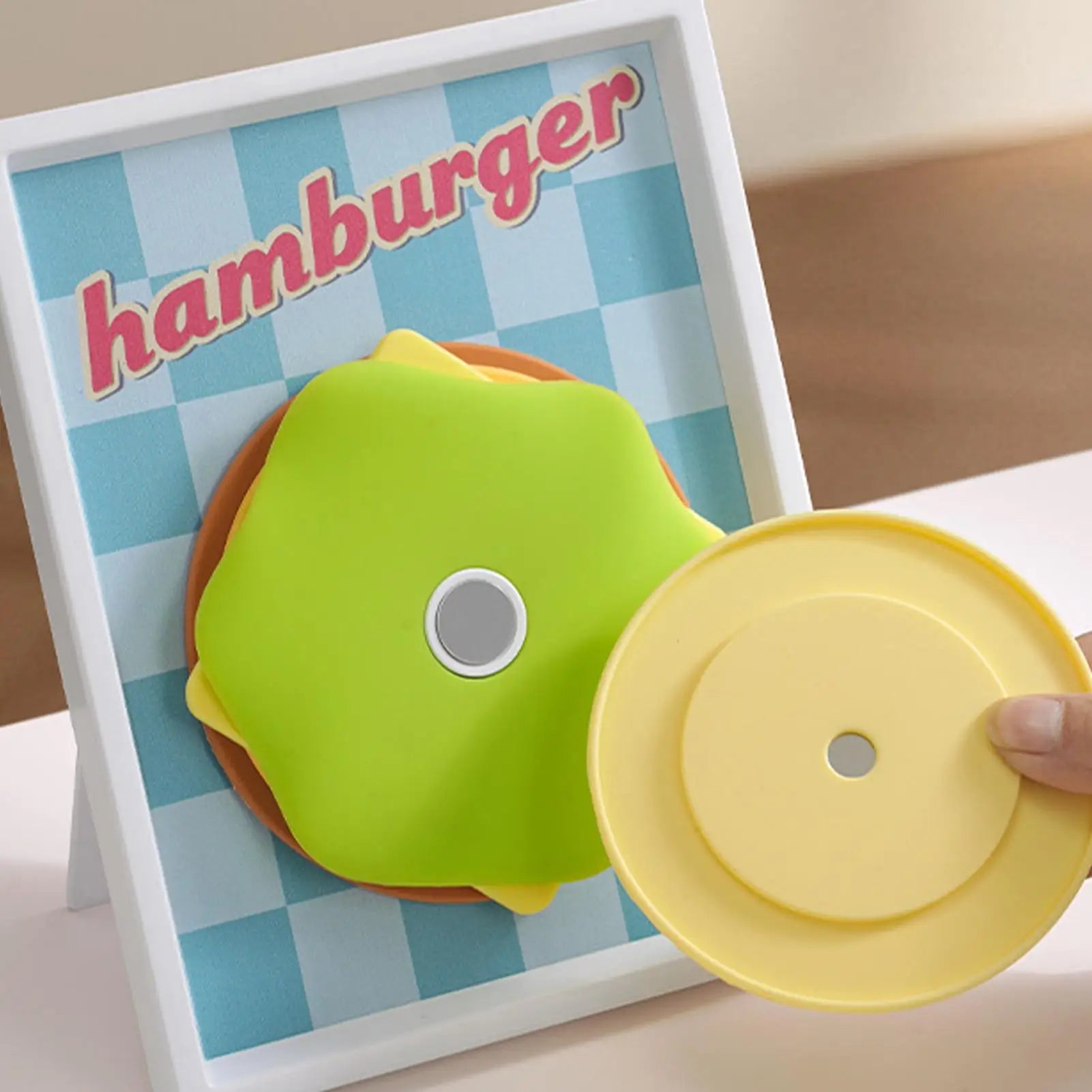 Funny Hamburger Silicone Coasters | Magnetic Storage Frame Set Novelty Coaster Set Peaceful Pleasures Health and Wellness