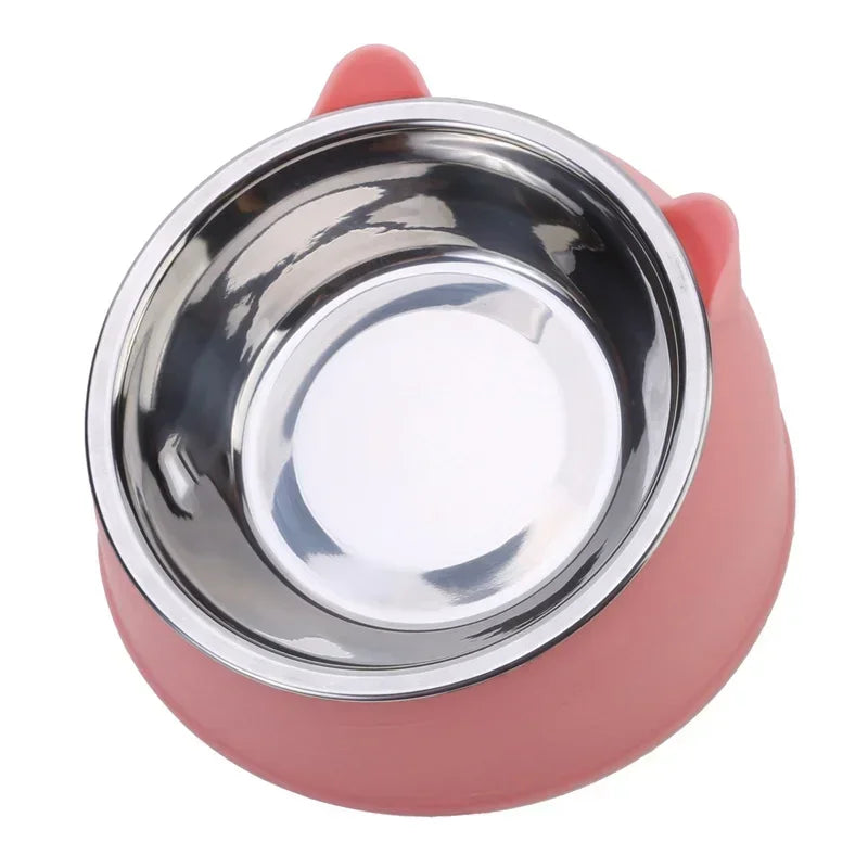 Tilted Stainless Steel Cat Bowl | 15° Anti-Choke Pet Feeder