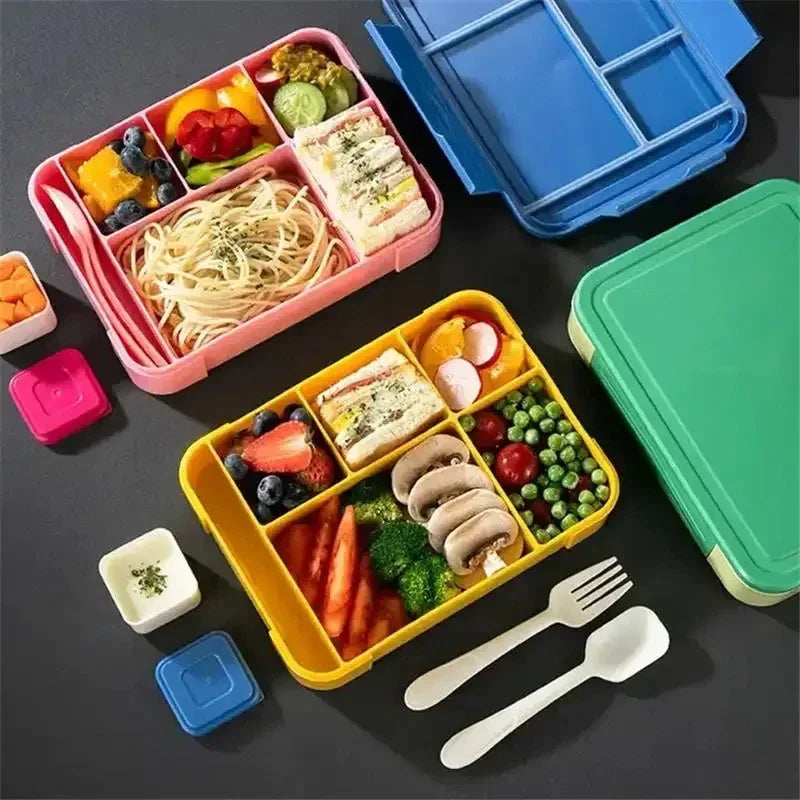 1330ML Bento Box Adult Lunch Containers with 6 Compartment for Adults/Kids/Toddler With Tableware Sauce Lunch Box Peaceful Pleasures Health and Wellness