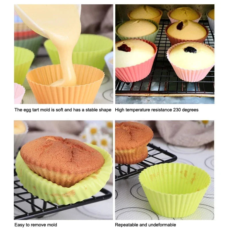 Silicone Cupcake Molds 12/24 Pack – BPA-Free Muffin Baking Cups