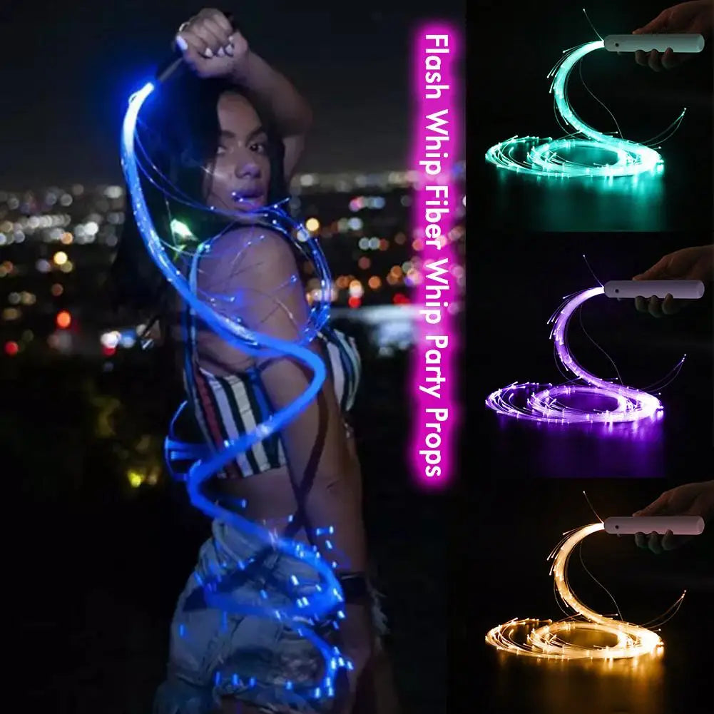 360° Swivel LED Fiber Optic Whip Super Bright Light Up Rave Toy EDM Pixel Flow Lace Dance Festival Party Disco Dance Whips Peaceful Pleasures Health and Wellness