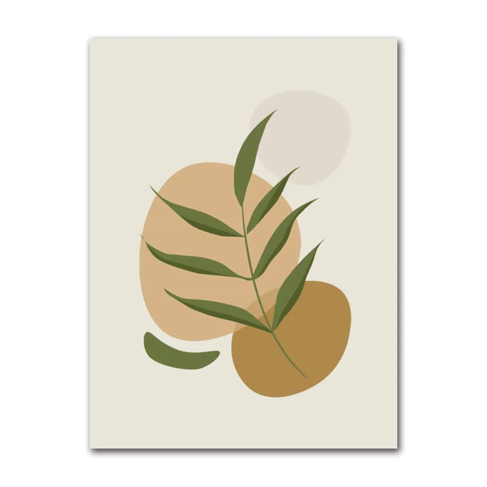 Vintage Nordic Canvas Wall Art | Abstract Girl Plant Leaf Print