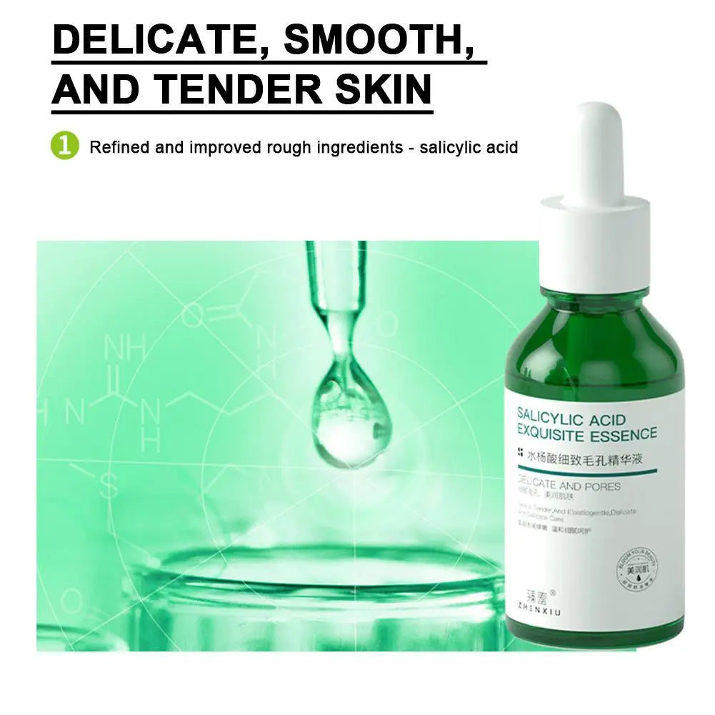 30ml Salicylic Acid Delicate Pore Facial Essence Hydrating Moisturizing Gentle Care Shrinking Pore Water Light Beauty Face Serum Peaceful Pleasures Health and Wellness