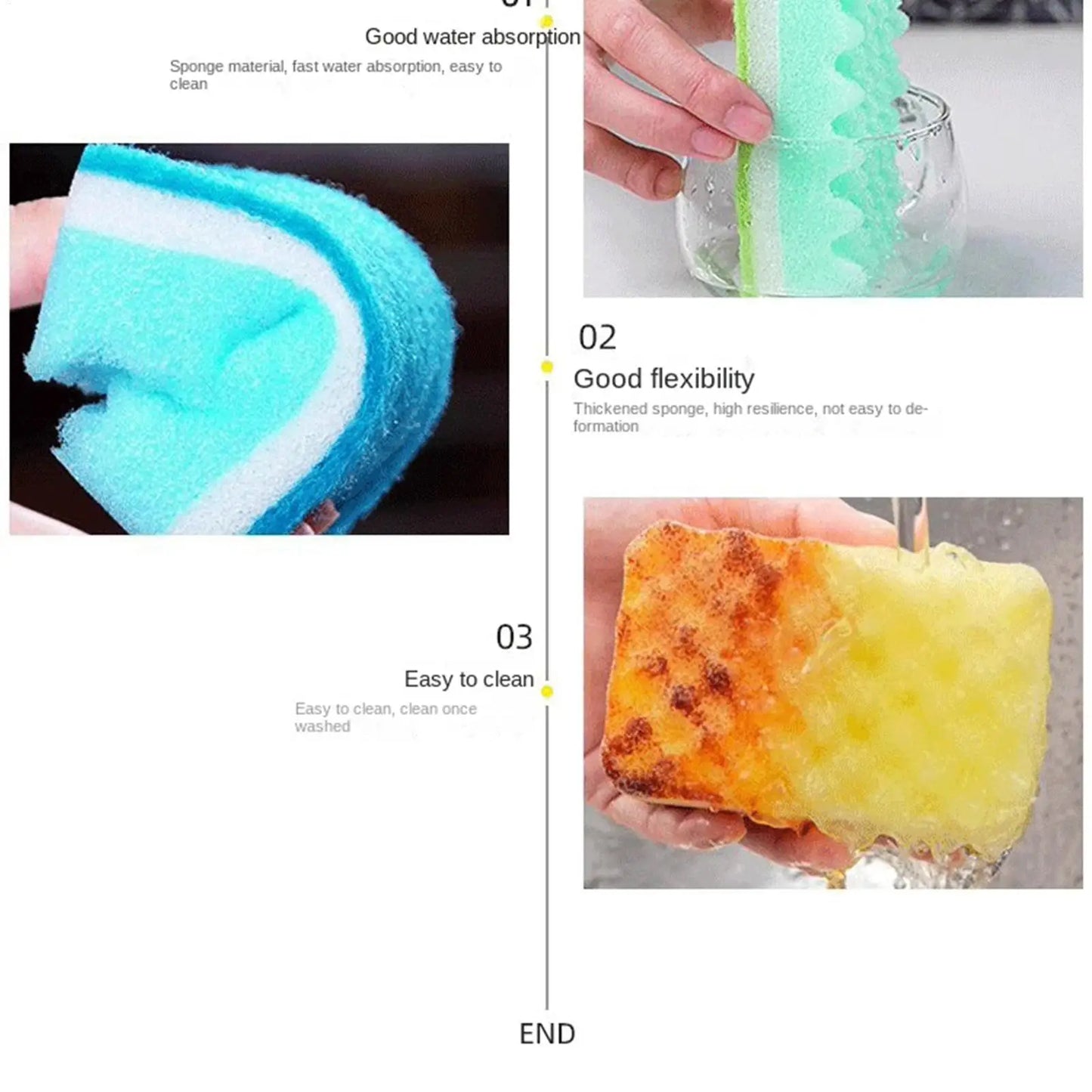 Double-Sided Dish Sponge | Kitchen Scrubber & Foam Pad