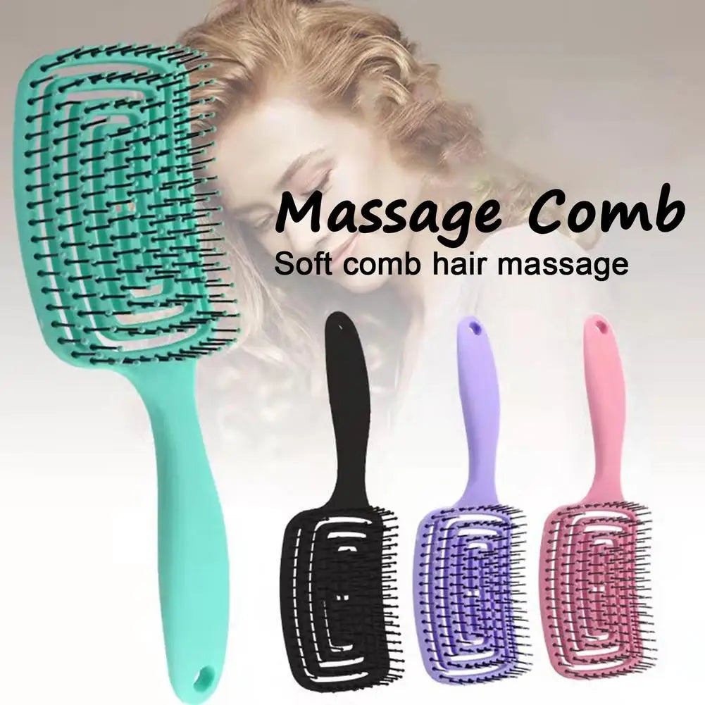 Hollow-Out Curved Detangling Brush for Easy Styling Peaceful Pleasures Health and Wellness
