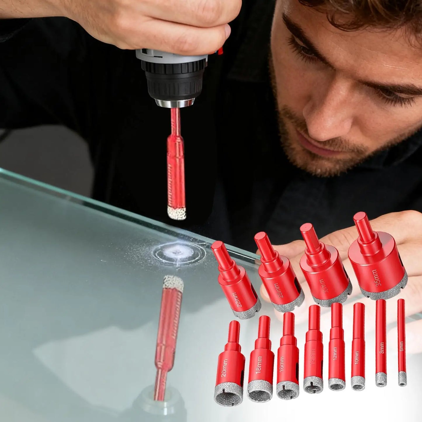 12-Piece Tile Hole Saw Kit | Ceramic, Porcelain, Granite & Glass Tile Hole Saw Kit Peaceful Pleasures Health and Wellness