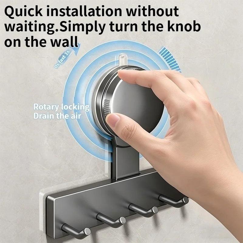 5-Hook No-Drill Suction Cup Door Hanger | Bathroom & Kitchen Rack