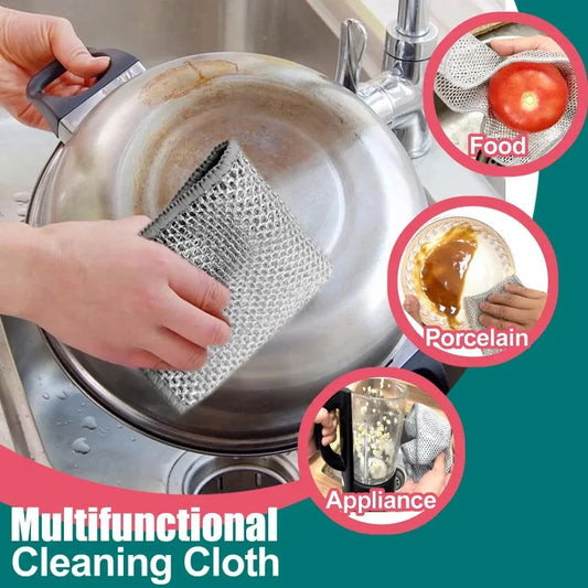 Steel Wire Microfiber Cleaning Cloth | Non-Scratch Kitchen Dishrag Kitchen Cleaning Cloth Oasis Select