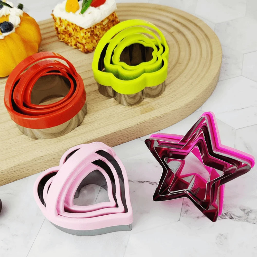 3Pcs/Set Star Heart Circular Plum Shaped Cookie Cutters Stainless Steel DIY Biscuit Molds Baking Tools Kitchen Accessories Peaceful Pleasures Health and Wellness