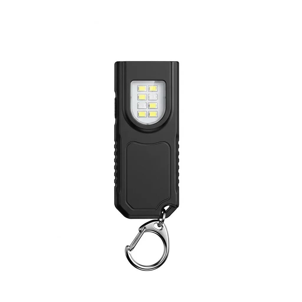 Emergency Portable Keychain Lamp Mini Flashlight Multi-functional Lighting COB Red and Blue Warning Hanging Buckle Lamp Peaceful Pleasures Health and Wellness Black