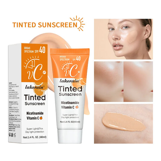 Lakerain Tinted Sunscreen SPF40+ Lightweight UV Foundation Cream Tinted Sunscreen Oasis Select 1pc