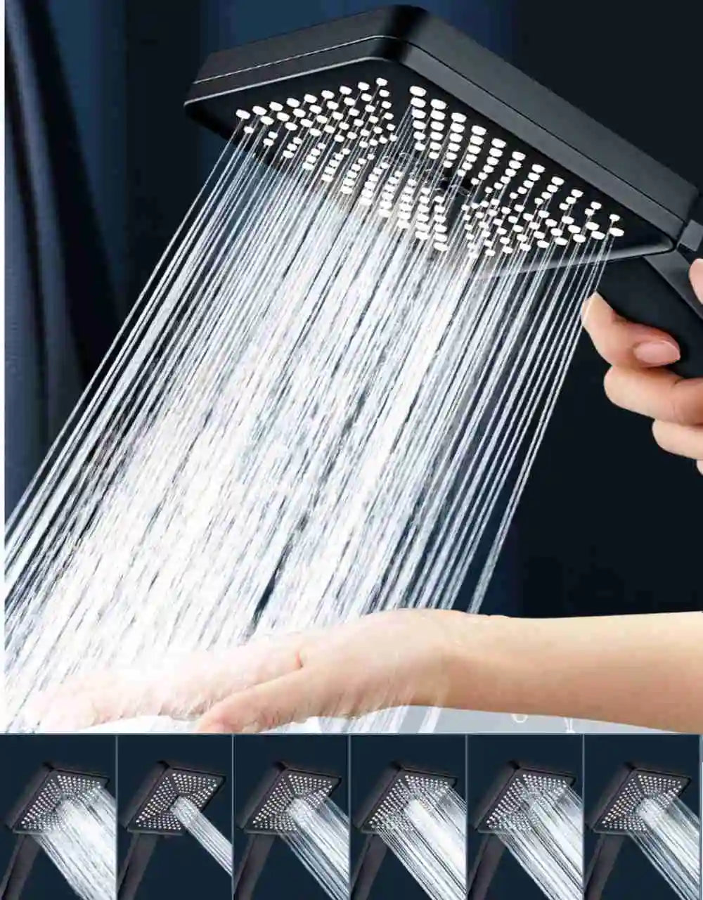 6-Mode Rainfall Shower Head – High Pressure & Water Saving