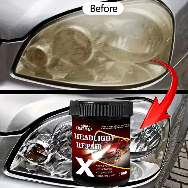 Car Headlight Restoration Polishing Kit & Cleaning Paste