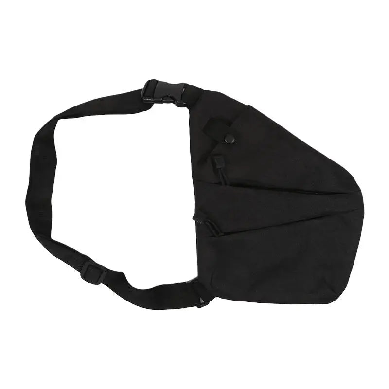 Outdoor Cycling Crossbody Bag Multi Functional Tactical Chest Bag Mountaineering Army Fans Chest Hanging Bag Men's Shoulder Bag Peaceful Pleasures Health and Wellness Black (left)