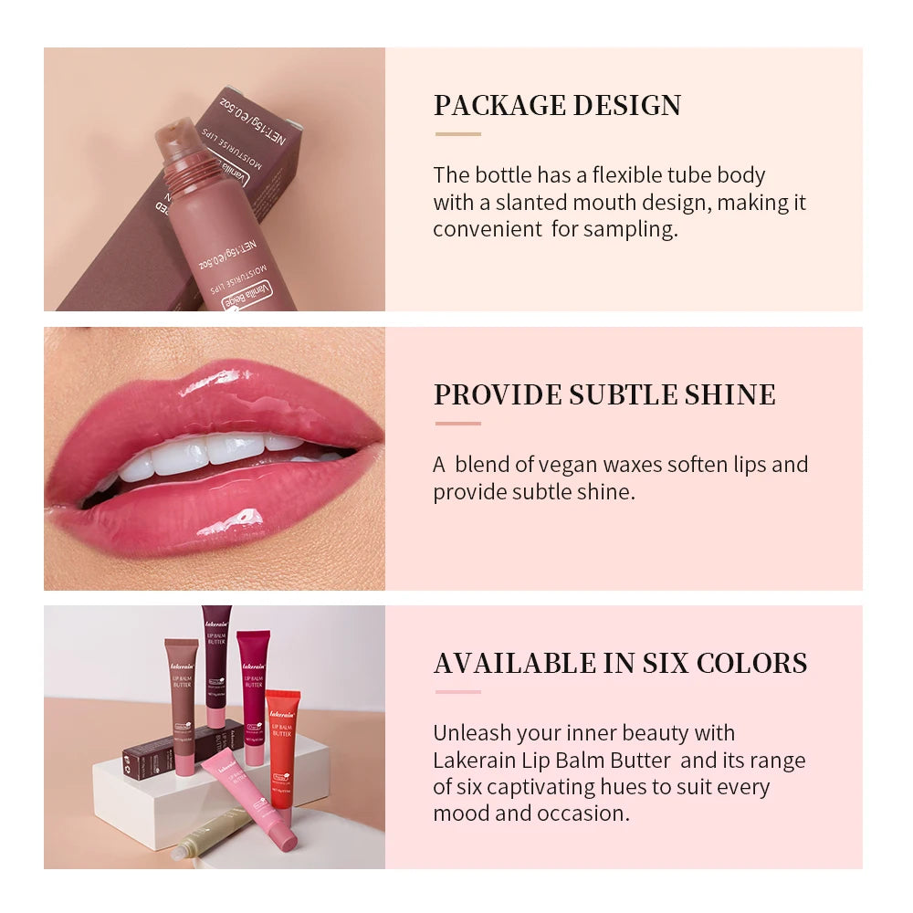 Lakerain Hose Butter Lip Balm Moisturizing Long Lasting Nourishment Daily Care Vanilla Flavour Lip Balm Smoothing Lip Makeup Peaceful Pleasures Health and Wellness