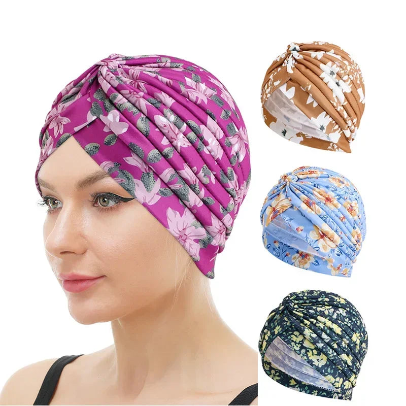 Women's Cotton Print Turban Hijab Head Wrap Scarf | 8 Colors