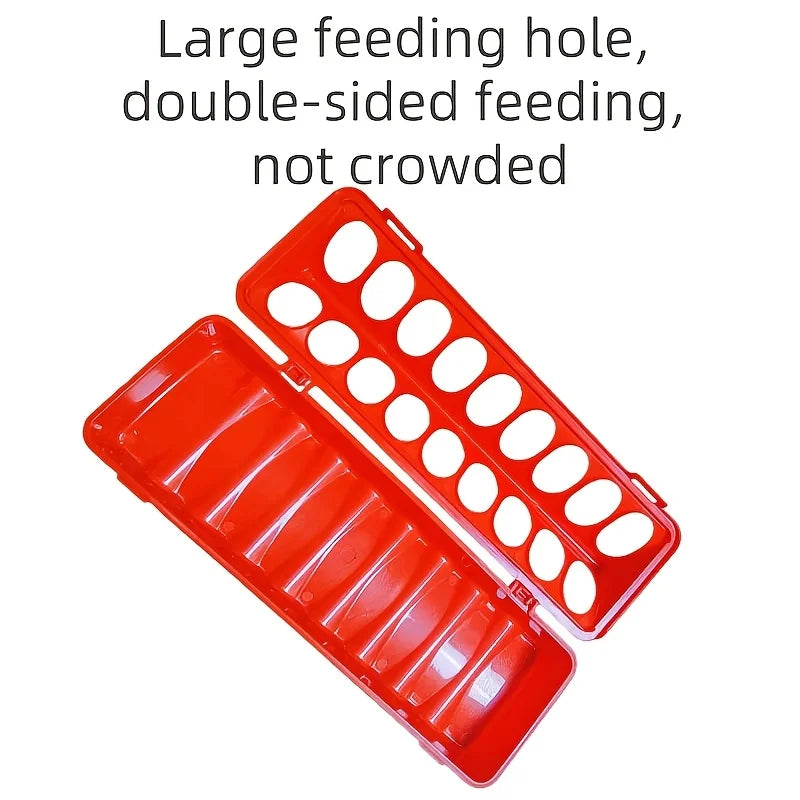 Flip Top Chicken Feeder Trough – No Mess Multi-Hole Poultry