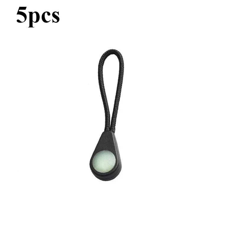 Luminous Zipper Pulls for Camping & Hiking — 5/10 Pack Zipper Pull Set Peaceful Pleasures Health and Wellness black-5pcs