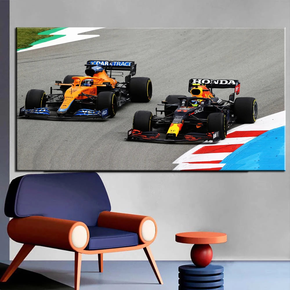 F1 Racing Canvas Wall Art | Perez & Ricciardo 2021 Poster