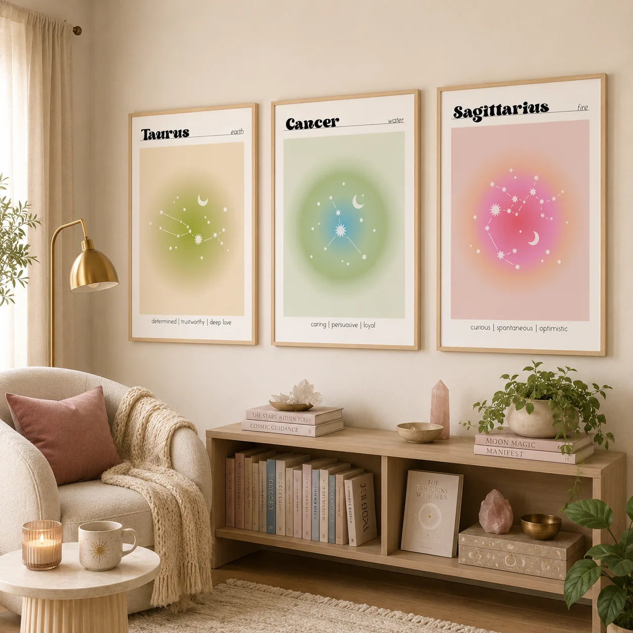 Nordic Constellation Canvas Wall Art | Astrology Gradient Poster Canvas Wall Art Peaceful Pleasures Health and Wellness