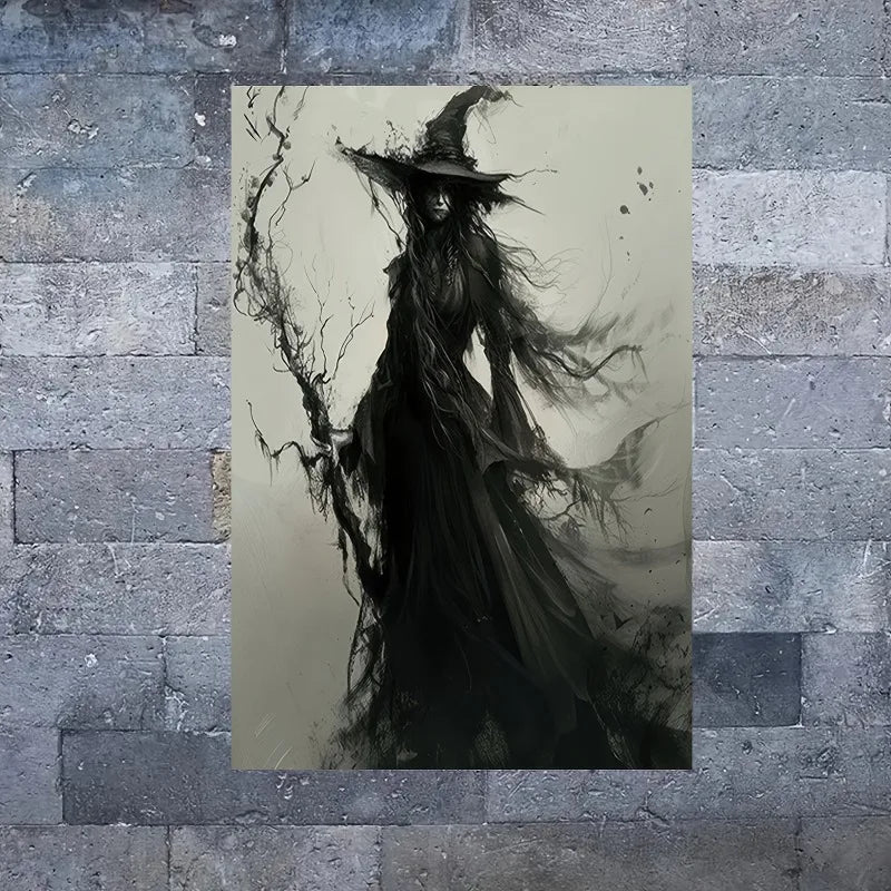 Abstract Ghost Witch Canvas Prints Gothic Monster Wall Art Anime Poster Modern Living Room Coffee Bar & Home Halloween Decor Peaceful Pleasures Health and Wellness