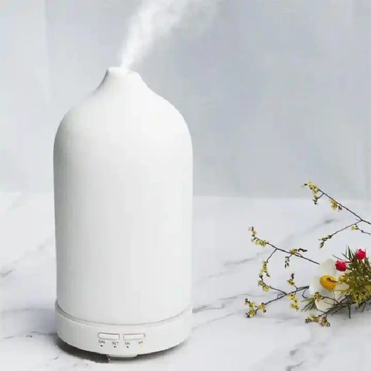 Ceramic Fragrance Diffuser Automatic Small Humidifier Hotel Air Fresher Essential Oil Diffuser Timing Colorful Lights Peaceful Pleasures Health and Wellness