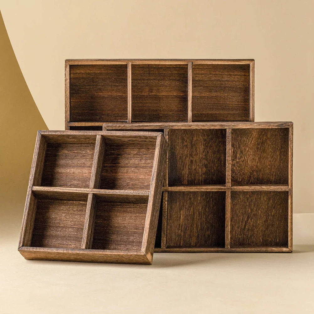 Wood Multi-Compartment Serving Tray | Nuts Fruit Snack Platter