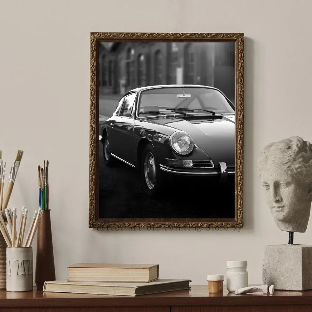 1PC Simple Black And White Luxury Car Poster Home Living Room Bar Restaurant Art Decoration Painting Peaceful Pleasures Health and Wellness z10 20x30cm