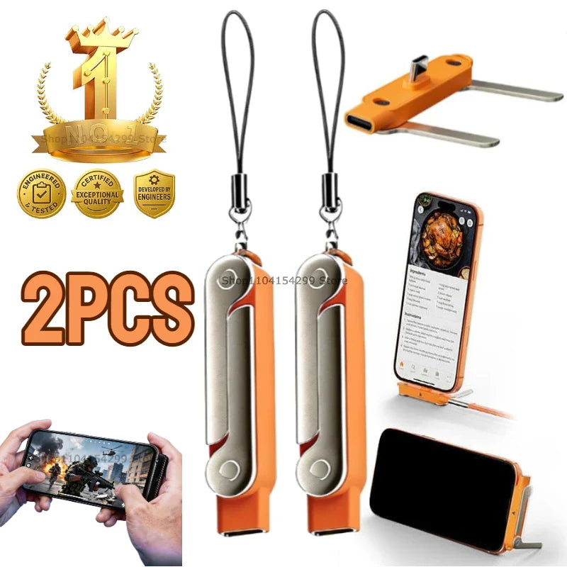 240W USB-C Flat Cable with Foldable Phone Stand & Desk Holder