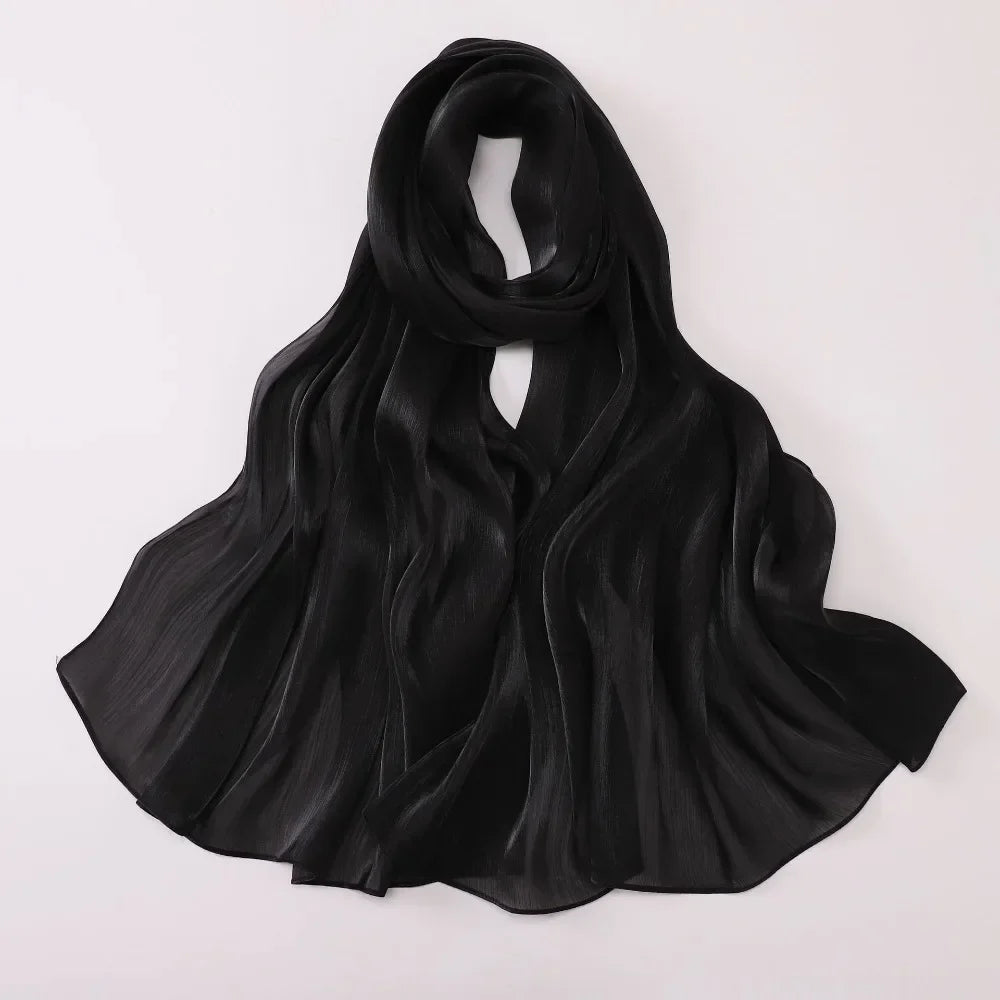 Women's Solid Chiffon Hijab Scarf – Long Lightweight Shawl Wrap