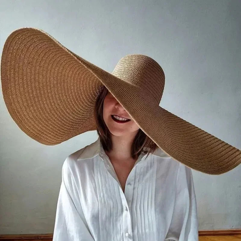 Oversized Floppy Straw Sun Hat, Giant Panama Straw Hat for Maternity Photoshoots, Oversized Wide Brim Straw Hat Peaceful Pleasures Health and Wellness khaki One size