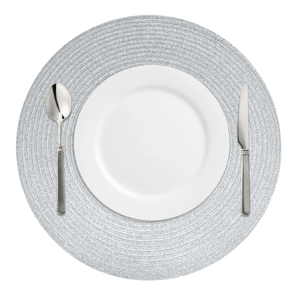 Placemats for Dining Table 6PC Linen Cotton Woven Non-slip Ironing Placemat Teacup Mat Round Plate mat Flower Mat Kitchenware Peaceful Pleasures Health and Wellness Sliver 6xPlacemat