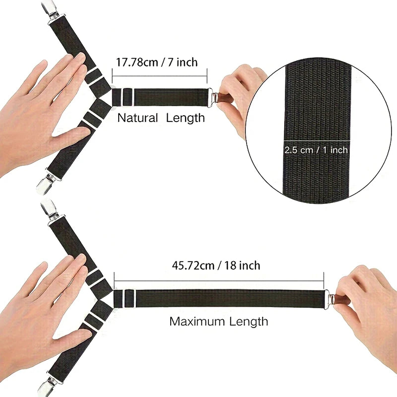 4-Pack Triangle Bed Sheet Holder Clips | Adjustable Mattress Grippers