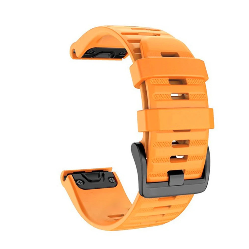 Silicone QuickFit Watch Band for Garmin Fenix 8 7X 6X – 22/26mm Peaceful Pleasures Health and Wellness orange Quickfit 26mm Width