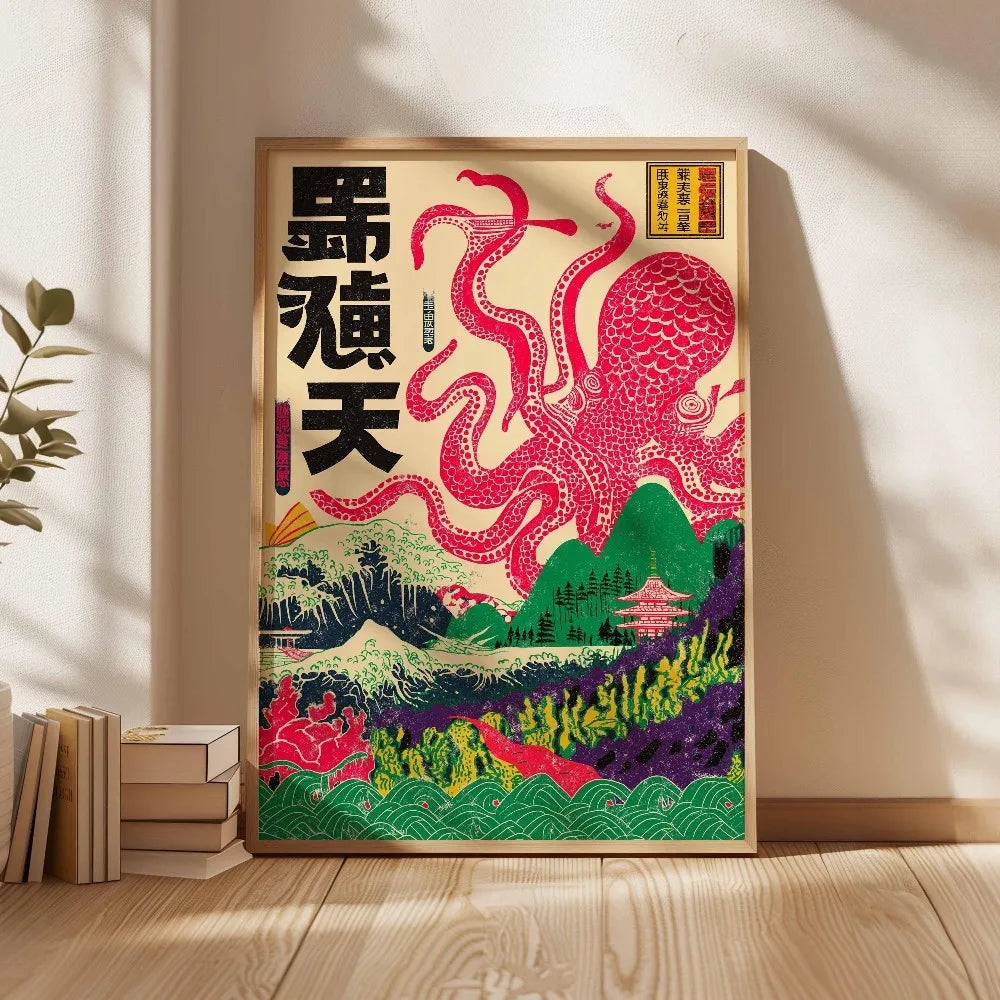 Japanese Tree Retro Landscape Wall Art Poster | Frameless Print