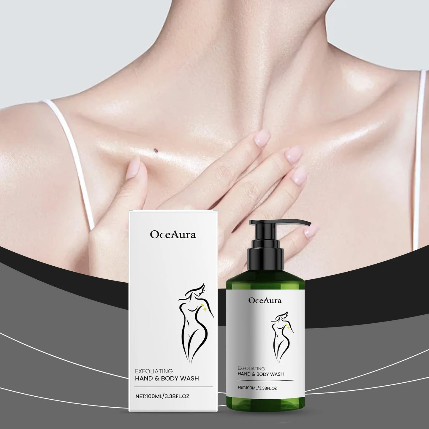 OceAura Rose Shower Gel – Exfoliating & Moisturizing Body Wash